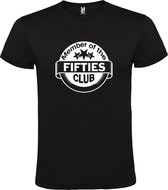Zwart T shirt met "Member of the Fifties Club " print Wit size size L