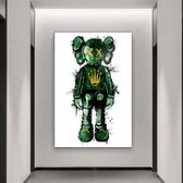 Wallyard - Glasschilderij Green Bearbrick - Wall art - Schilderij - 80x120 cm - Premium glass - Incl. muur bevestiging