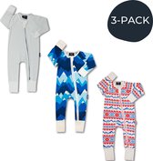 Zipster Alpine 3 stuks - Baby Romper - Zachte bamboe - Met 2-way ritssluiting - Maat 68-80 - Perfect Cadeau - Uniseks