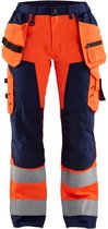 Blaklader Dames werkbroek High Vis met spijkerzakken 7156-1811 - High Vis Oranje/Marineblauw - D21