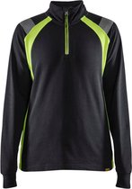 Blaklader Dames sweatshirt halve rits Visible 3403-1158 - Zwart/High Vis Geel - XL