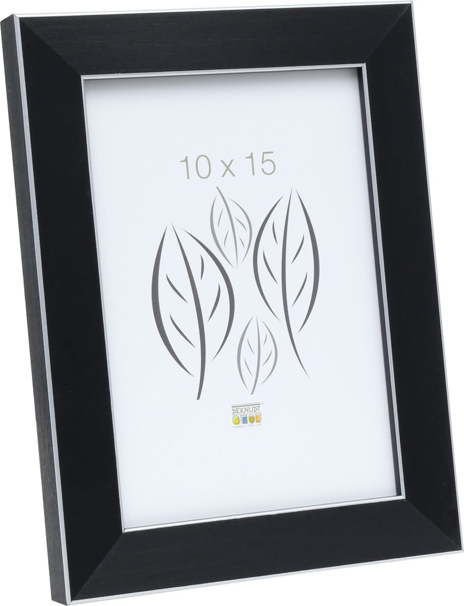 Deknudt Frames Fotolijst - Zwart met zilverbies -S41VK2 - 10x15 cm