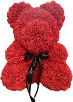 Rozen beer XL | 40cm | liefde | valentijns cadeau | moederdag | kunstrozen | rood met zwart strikje