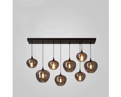 MBC-Light - Hanglamp 8 lichts - Apple smoke Bulbs - 120x40cm zwart metalen ophangplaat