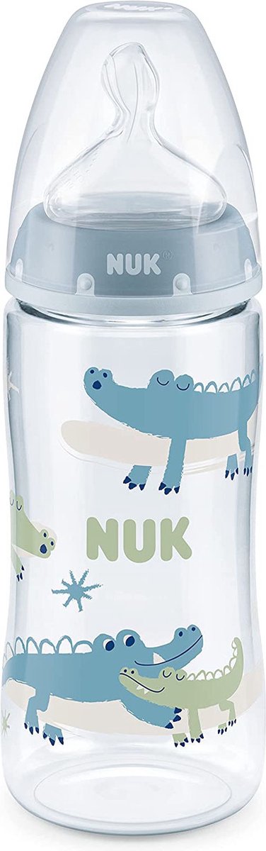 Goedkoopste NUK First Choice , Blauw (krokodil), babyfles, 0-6 maanden, temperatuurcontrole, anti-kolic-ventiel, 150 ml, 150 ml