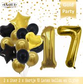 Cijfer Ballon 17 Jaar Black & Gold Boeket * Hoera 17 Jaar Verjaardag Decoratie Set van 15 Ballonnen * 80 cm Verjaardag Nummer Ballon * Snoes * Verjaardag Versiering * Kinderfeestje