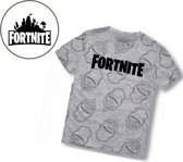 Fortnite - T-shirt - 100% katoen | Populaire game | Grijs - Maat 164cm / 14 Jaar