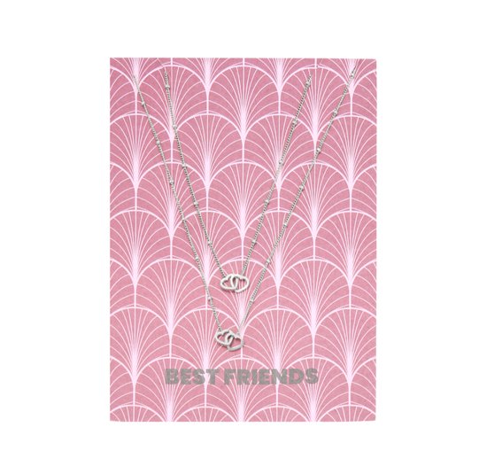 Yehwang - Best Friends - BFF - Ketting - Necklace - Zilverkleurig - Heart in Heart -  Hart in Hart - Stainless Steel - Nikkelvrij - Verkleurd Niet -