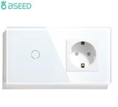 Supremium Slimme Wifi-aansluiting | Wifi Touch Switch | EU Stopcontact Tuya Alexa Smart Life | Wit | Kristalglas Paneel | Smart Switch