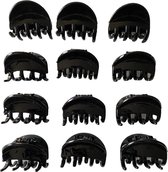 Mini Haarklemmen - Haarspelden - Haarclip - Zwart - 3 cm - Set 12 Stuks