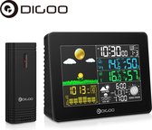 Supremium Draadloos Weerstation |  Weerstation | Draadloos Digitaal Weerstation | Thermometer | Temperatuur Vochtigheidsmonitor | LCD | Wekker | Zonsopgang en Zonsondergang | Voorspelling | Kalender | Zwart