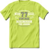 77 Jaar Legend T-Shirt | Zilver - Wit | Grappig Verjaardag en Feest Cadeau | Dames - Heren - Unisex | Kleding Kado | - Groen - M