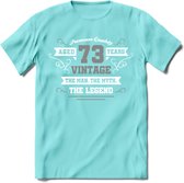 73 Jaar Legend T-Shirt | Zilver - Wit | Grappig Verjaardag en Feest Cadeau | Dames - Heren - Unisex | Kleding Kado | - Licht Blauw - XL