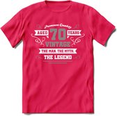 70 Jaar Legend T-Shirt | Zilver - Wit | Grappig Verjaardag en Feest Cadeau | Dames - Heren - Unisex | Kleding Kado | - Roze - L