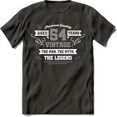 54 Jaar Legend T-Shirt | Zilver - Wit | Grappig Verjaardag en Feest Cadeau | Dames - Heren - Unisex | Kleding Kado | - Donker Grijs - 3XL