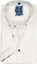 Redmond regular fit overhemd - korte mouw - Oxford - wit (contrast) - Strijkvriendelijk - Boordmaat: 39/40