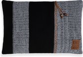 Knit Factory Roxx Sierkussen - Zwart/Licht Grijs- 60x40