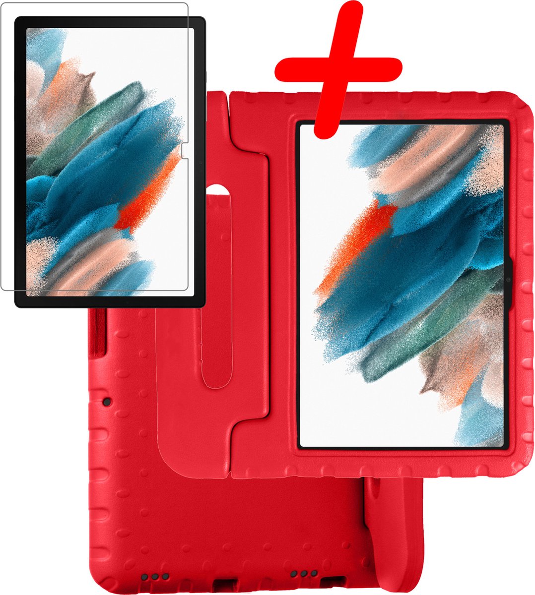 Hoesje Geschikt voor Samsung Galaxy Tab A8 Hoesje Kinder Hoes Shockproof Cover Met Screenprotector - Kindvriendelijke Hoesje Geschikt voor Samsung Tab A8 Hoes Kids Case - Rood