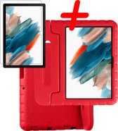 Samsung Galaxy Tab A8 Hoes Kinderhoes Met Screenprotector - Samsung Galaxy Tab A8 Screenprotector Glas - Kindvriendelijke Samsung Tab A8 Cover Kids Case Rood