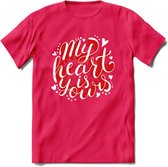 My Heart Is Yours - Valentijn T-Shirt | Grappig Valentijnsdag Cadeautje voor Hem en Haar | Dames - Heren - Unisex | Kleding Cadeau | - Roze - L
