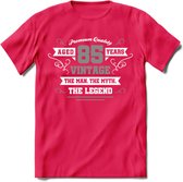 85 Jaar Legend T-Shirt | Zilver - Wit | Grappig Verjaardag en Feest Cadeau | Dames - Heren - Unisex | Kleding Kado | - Roze - XL