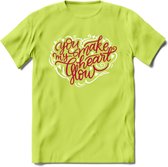You Make My Heart Glow - Valentijn T-Shirt | Grappig Valentijnsdag Cadeautje voor Hem en Haar | Dames - Heren - Unisex | Kleding Cadeau | - Groen - XL