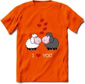 I Love You - Valentijn T-Shirt | Grappig Valentijnsdag Cadeautje voor Hem en Haar | Dames - Heren - Unisex | Kleding Cadeau | - Oranje - XL