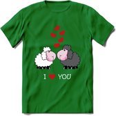 I Love You - Valentijn T-Shirt | Grappig Valentijnsdag Cadeautje voor Hem en Haar | Dames - Heren - Unisex | Kleding Cadeau | - Donker Groen - S