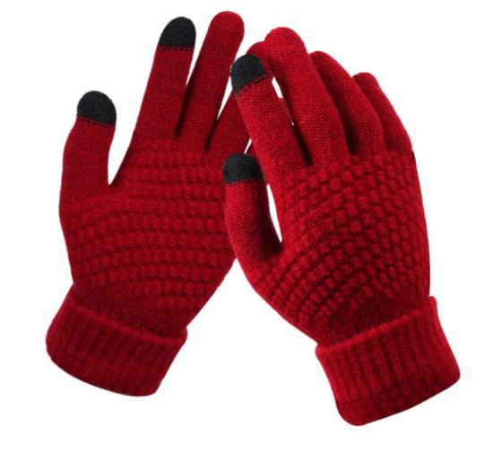 Gebreide handschoenen - touchscreen - one size - warme winter favoriet - Rood