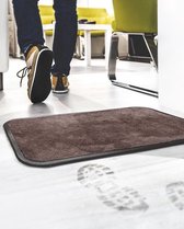 Droogloopmat - 40cmx60cm - Bruin - Deurmat Buiten en Binnen - Tweedelig met Antislip Rubberen Basis - Zeer Absorberend - Wasbare Mat - Entrance Door Rug - Made in Italy