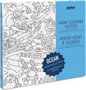 OMY - Kleur poster Ocean - Giant coloring poster Ocean - voor jong en oud - 100 x 70 cm