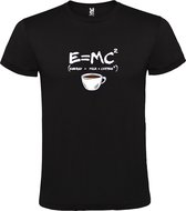 Zwart t-shirt met ''E=MC2 (Energy = Milk x Coffee2)' print Wit size L