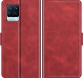 Mobigear Telefoonhoesje geschikt voor Realme 8 Hoesje | Mobigear Slim Magnet Bookcase Portemonnee | Pasjeshouder voor 3 Pasjes | Telefoonhoesje voor Pinpas / OV Kaart / Rijbewijs - Rood