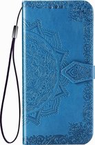Samsung Galaxy A21 Hoesje - Mobigear - Mandala Serie - Kunstlederen Bookcase - Blauw - Hoesje Geschikt Voor Samsung Galaxy A21