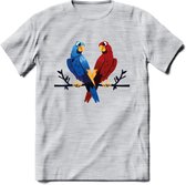 Lovebirds - Valentijn T-Shirt | Grappig Valentijnsdag Cadeautje voor Hem en Haar | Dames - Heren - Unisex | Kleding Cadeau | - Licht Grijs - Gemaleerd - XL