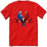 Lovebirds - Valentijn T-Shirt | Grappig Valentijnsdag Cadeautje voor Hem en Haar | Dames - Heren - Unisex | Kleding Cadeau | - Rood - M