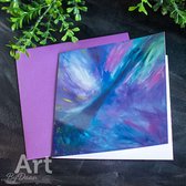 5 Unieke gevouwen wenskaart paars van abstract schilderij - Art by Daan