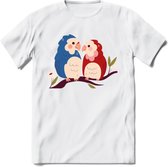 Lovebirds - Valentijn T-Shirt | Grappig Valentijnsdag Cadeautje voor Hem en Haar | Dames - Heren - Unisex | Kleding Cadeau | - Wit - S