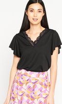 LOLALIZA T-shirt met V-hals - Zwart - Maat XXL