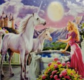 5 d Diamond painting 30x30 cm - Vrouw met 2 unicorns