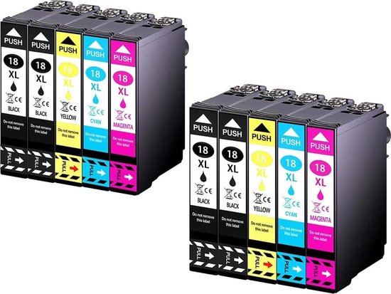 Inktdag inktcartridge voor Epson 18XL multipack van 10 kleuren (4*BK, 2