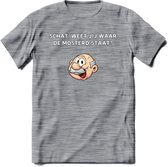 Weet jij waar de mosterd staat T-Shirt | Grappig Abraham 50 Jaar Verjaardag Kleding Cadeau | Dames – Heren - Donker Grijs - Gemaleerd - 3XL