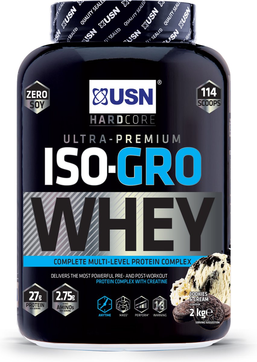USN Iso-Gro Whey (2000g) Cookies - Eiwitten - Eiwit Mix