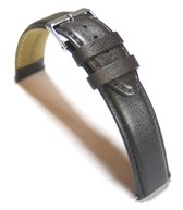 Horlogeband - Echt Leer - Extra Lang - 20 mm - donkerbruin - gestikt - soepel