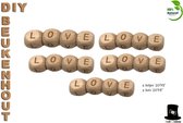 Bob Online ™ – Vierkant Beukenhout Letter Kralen 12mm met 3.5mm Gaatje – ‘LOVE’ – 5 Setjes ‘LOVE’ Letters – Square Beech Wood Letter Beads 12mm with 3.5mm Hole – ‘LOVE’ – 5 Sets of the Word LOVE – DIY Houten Letter Kralen met de woord 'LOVE'
