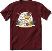 Knuffel kat Valentijn T-Shirt | Grappig Valentijnsdag Cadeautje voor Hem en Haar | Dames - Heren - Unisex | Kleding Cadeau | - Burgundy - S