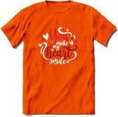 You Make My Heart Smile - Valentijn T-Shirt | Grappig Valentijnsdag Cadeautje voor Hem en Haar | Dames - Heren - Unisex | Kleding Cadeau | - Oranje - S