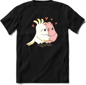 Lovebirds - Valentijn T-Shirt | Grappig Valentijnsdag Cadeautje voor Hem en Haar | Dames - Heren - Unisex | Kleding Cadeau | - Zwart - XL