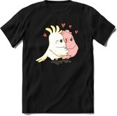 Lovebirds - Valentijn T-Shirt | Grappig Valentijnsdag Cadeautje voor Hem en Haar | Dames - Heren - Unisex | Kleding Cadeau | - Zwart - S