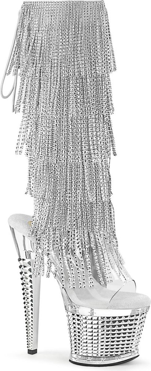 Pleaser - SPECTATOR-2017RSF Plateau Laarzen - US 8 - 38 Shoes - Zilverkleurig/Transparant